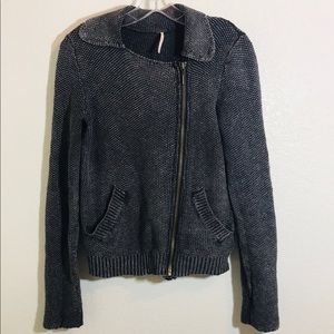Free People asymmetrical moto zip sweater
